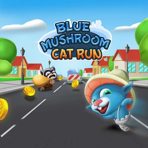 Blue Mushroom Cat Run - Play Free Best  Online Game on JangoGames.com