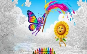 Butterflies and Flowers Coloring Book for Kids - Play Free Best coloring Online Game on JangoGames.com
